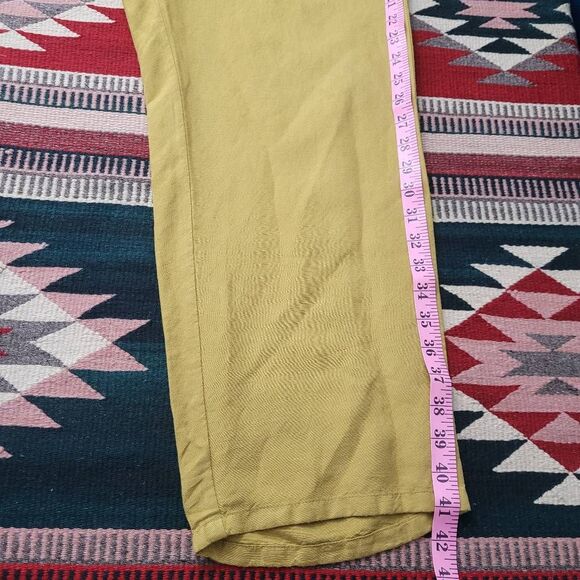 J.Jill Mustard Yellow Linen Rayon Pant Sz XL Tapered Relaxed Pull On Beachcomber - Picture 6 of 7
